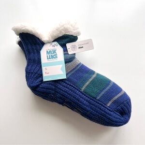 Muk Luks Knit And Shearling Non Slip Socks